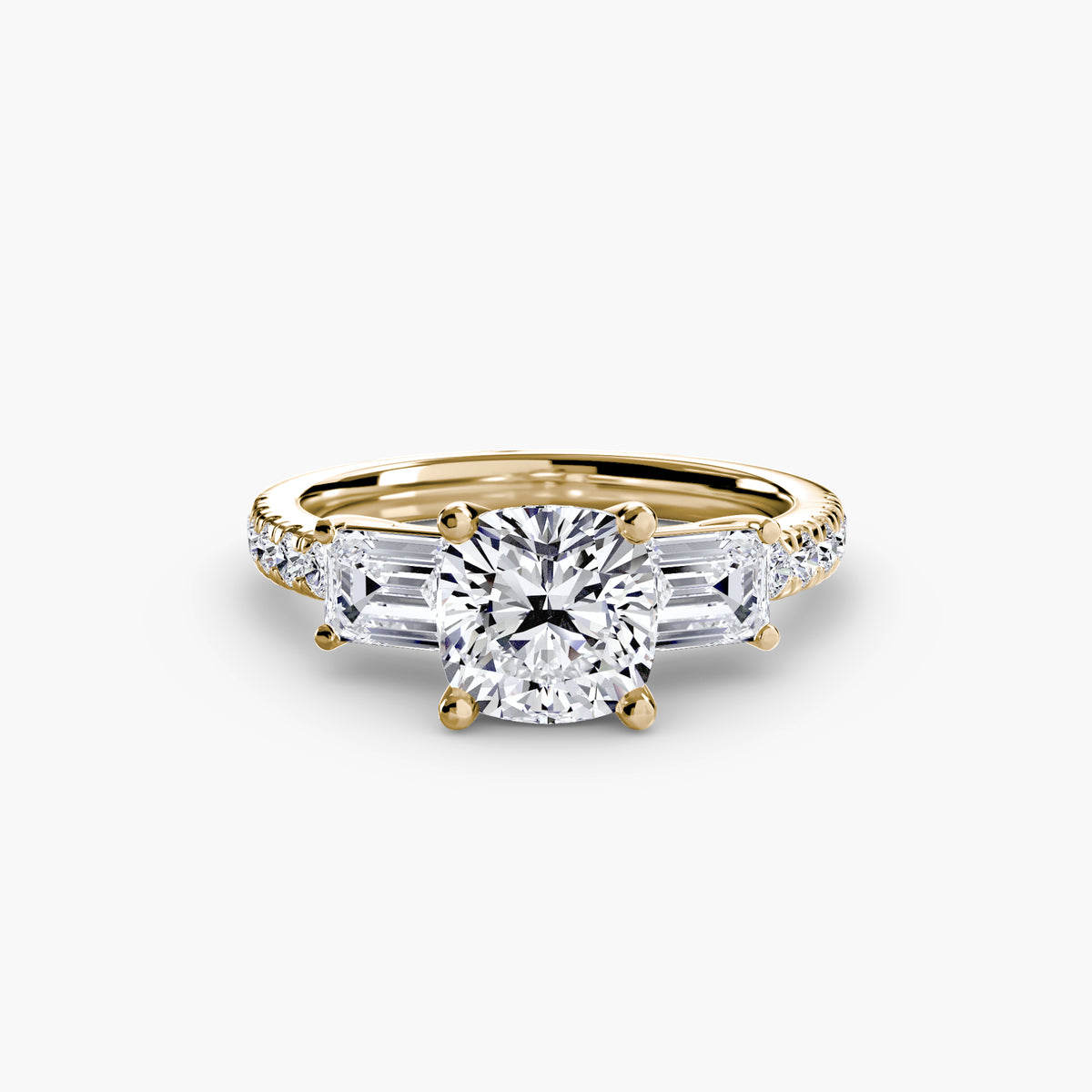 Three-Stone Ring with Pavé Band 4