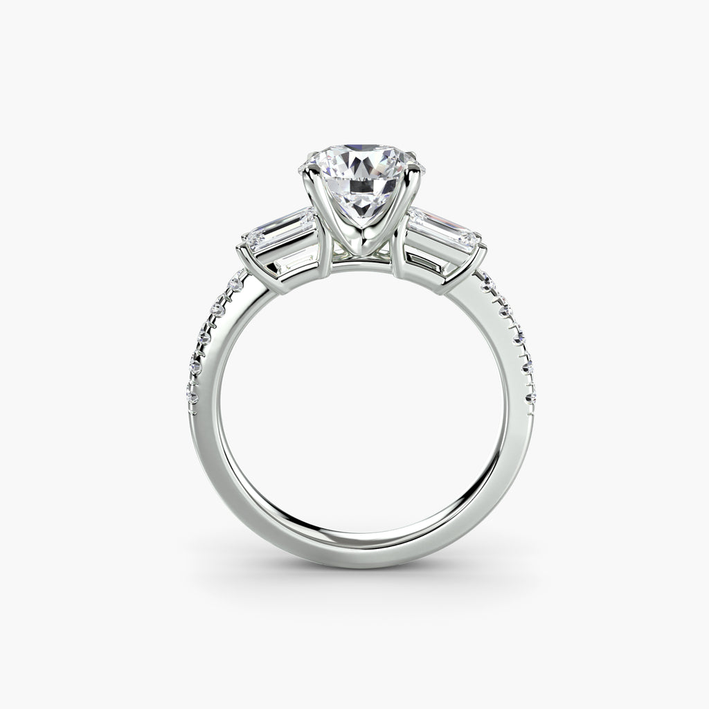 Three-Stone Ring with Pavé Band 4