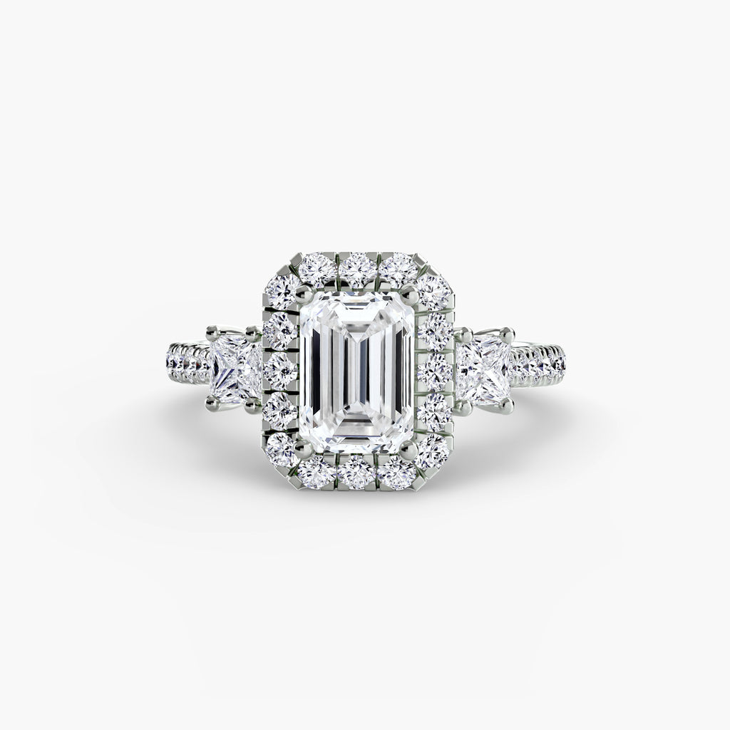 Three-Stone Ring with Halo 2